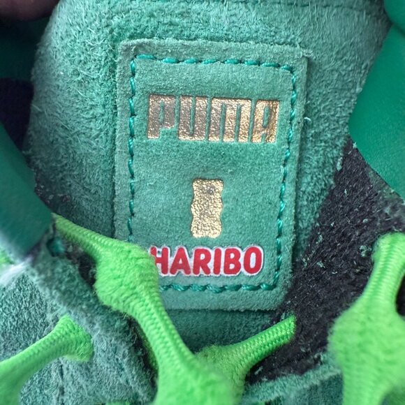 Puma Haribo Kids Suede Lace-Up Sneakers Green Size 1 Gummy Bear Logo Accents - Picture 5 of 16